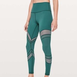 Lululemon Seek the Heat Teal Mesh Tights
